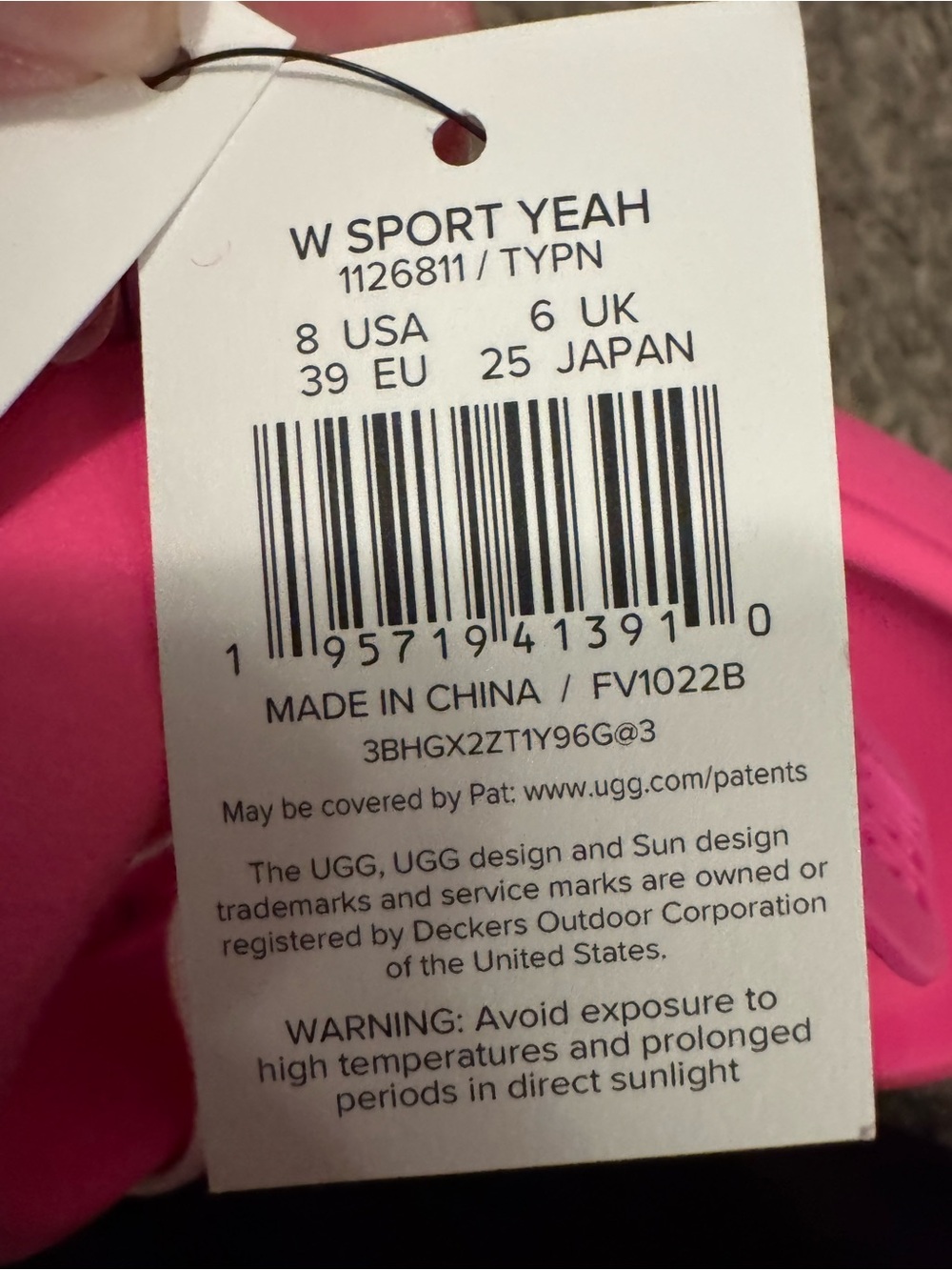 UGG Hot Pink Cushioned Slide with Logo Heel Adjustable Strap Women’s Size 8 - Picture 7 of 12
